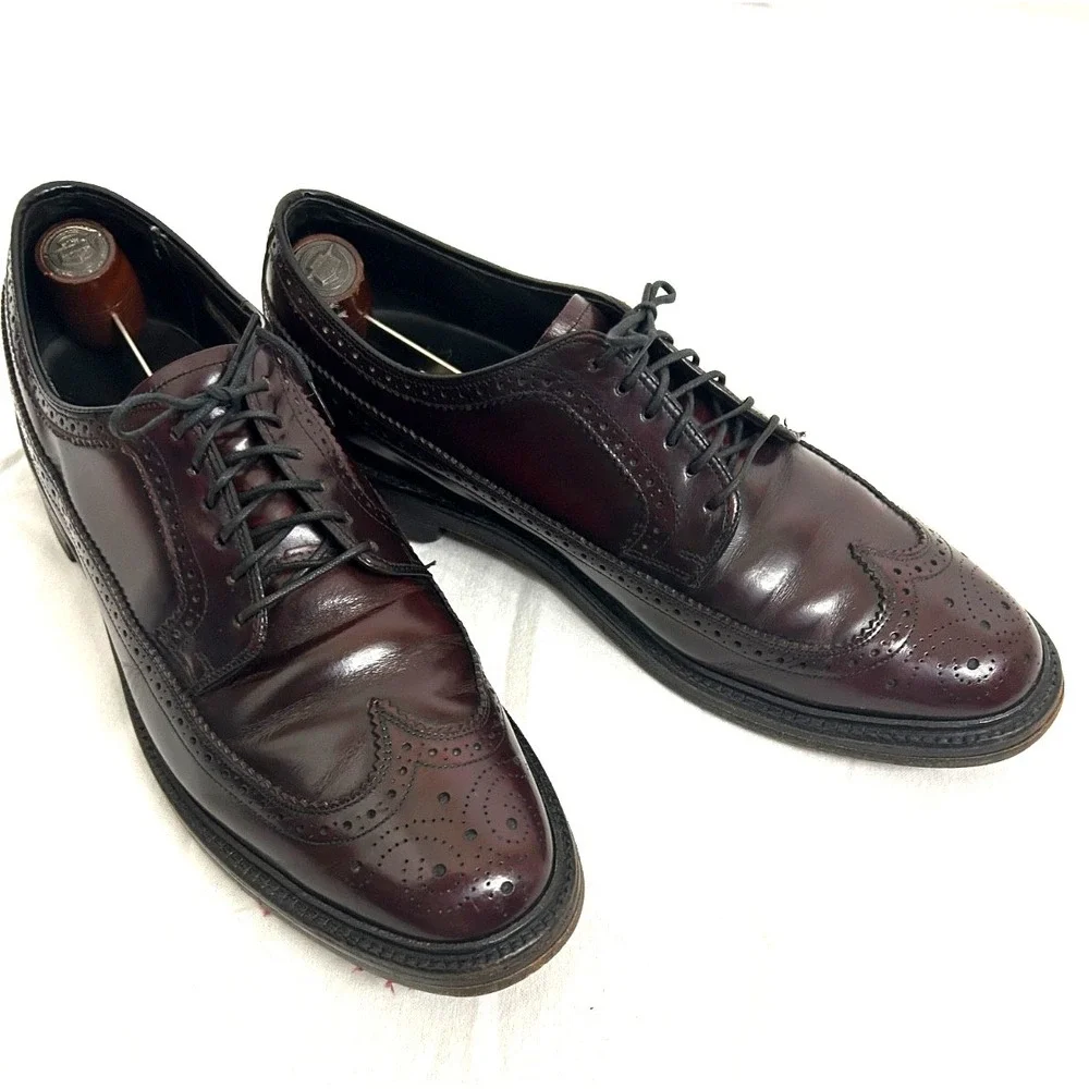 BOSTONIANS Vintage Longwing Blucher Dress Shoes Mens 11 D/B Brown USA Wingtip